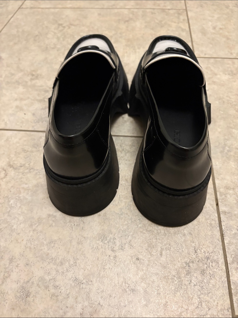Coach Black & White Leather Chunky Loafers NWOT - Picture 4 of 11